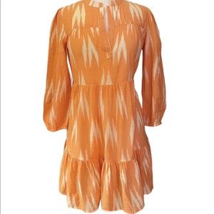 Madison Matthews Folly Mini Dress, in orange ikat.
